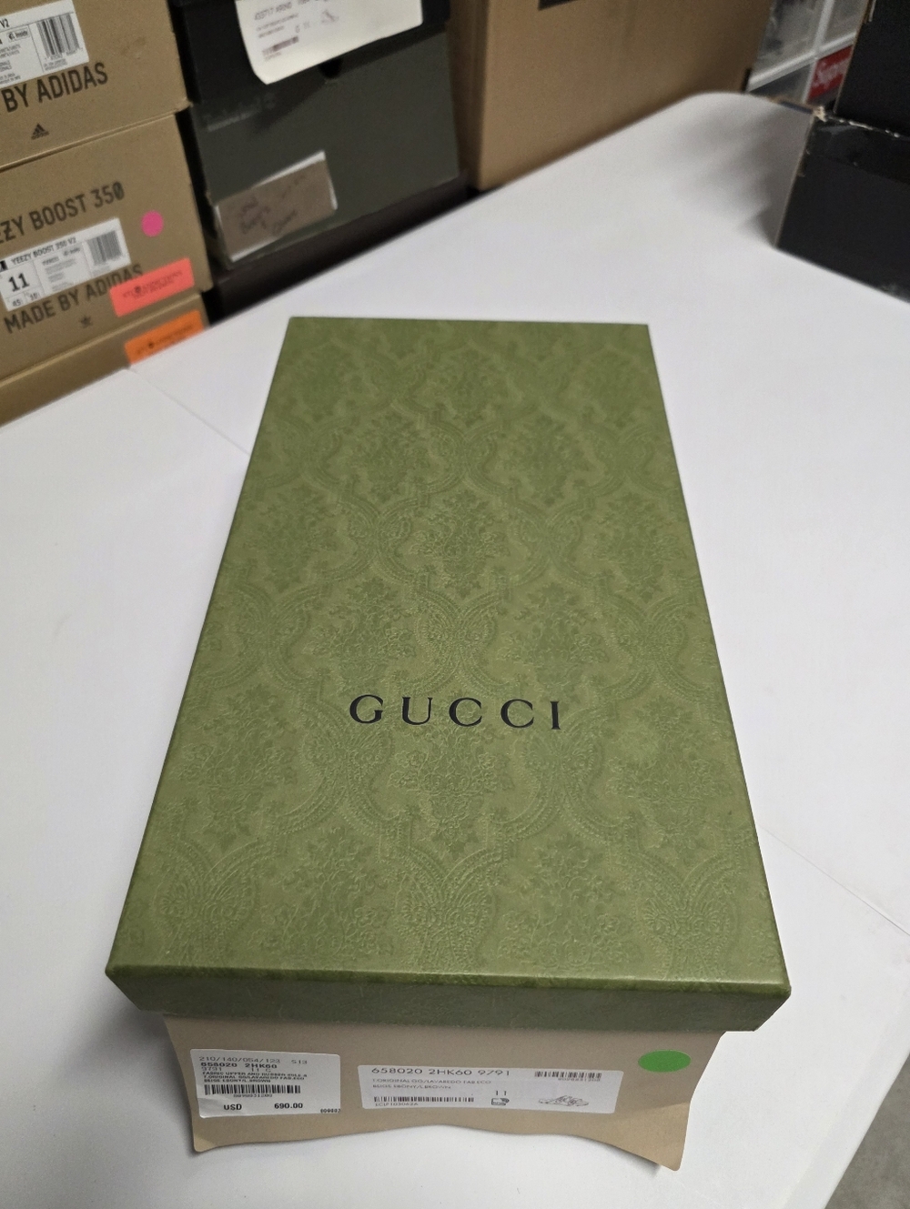 Gucci GG Size 44 (11) Beige/Brown Canvas and Leather Double Buckle Slide Sandals - Picture 10 of 11